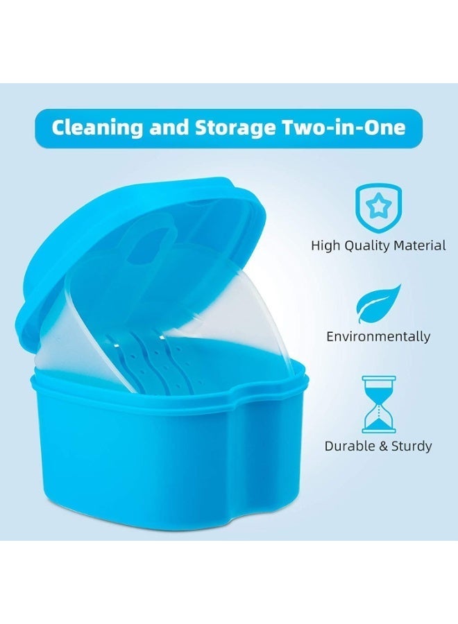 ChicAbode 2PCS Denture Case with Strainer,Denture Cup with Strainer,Denture Bath Box False Teeth Storage Box with Basket Net Container Holder for Trave, Dentures Box, Dental Retainer Container, Denture Bath - Image 4